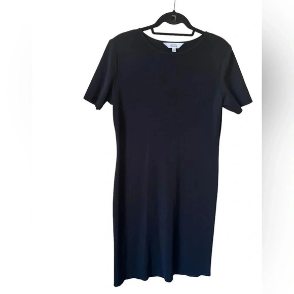 Misook Exclusively Sheath Black Dress Size M Shoulder Pads Knee Length - Picture 4 of 9